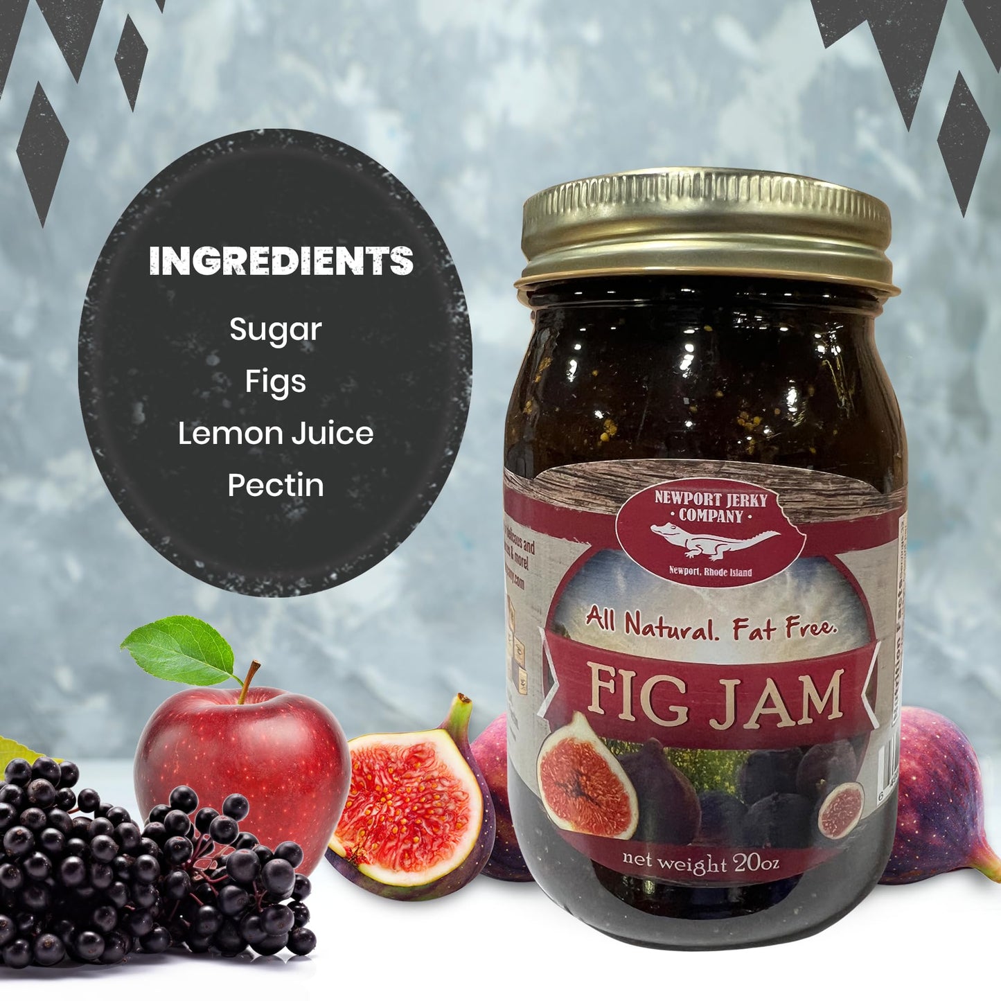 Newport Jerky Company Fig Jam ( All Natural, Fat Free, Gluten Free)