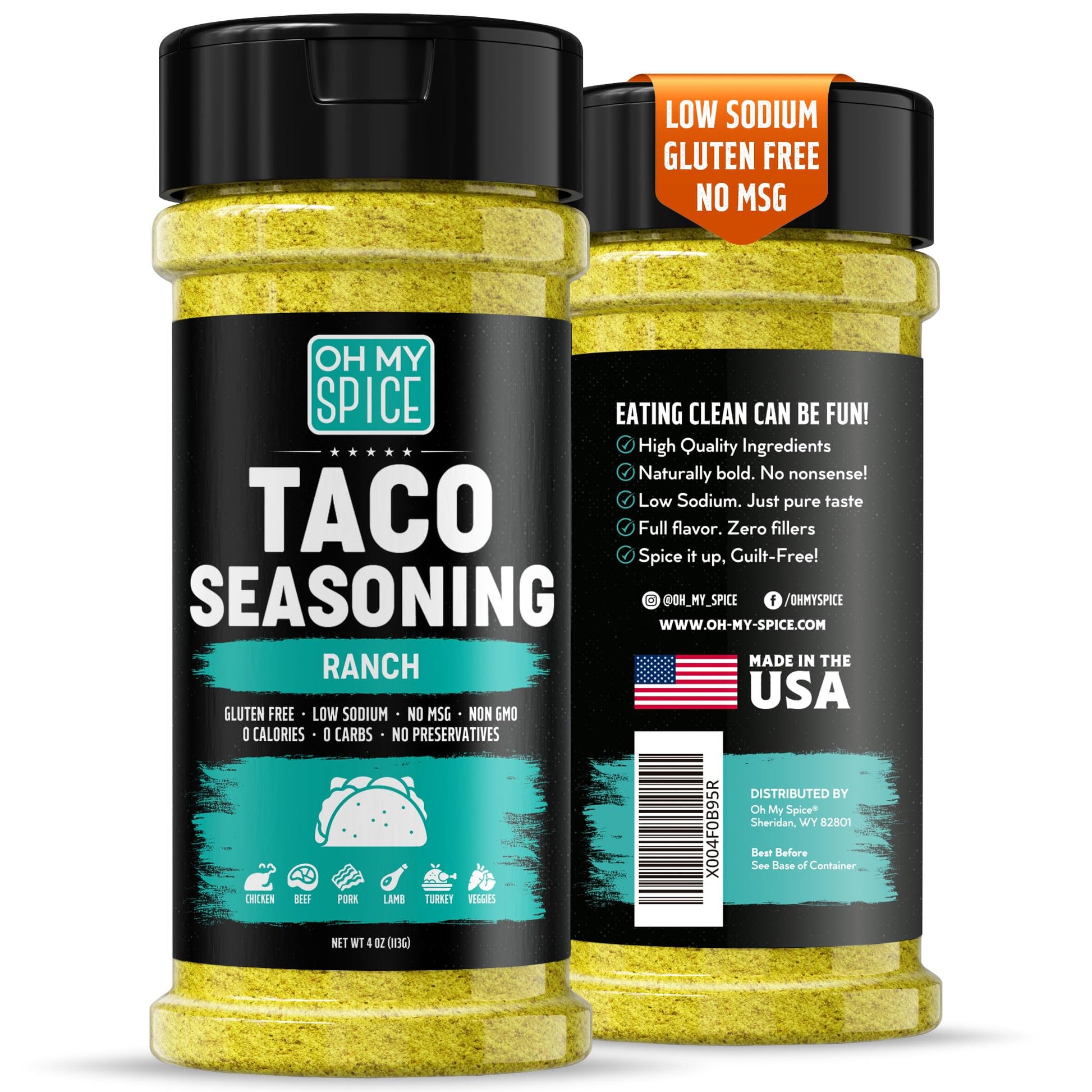 Taco Seasoning Mix Ranch Seasoning Powder - Gluten Free & Low Sodium Mexican Seasonings Blend for Taco Tuesday Night. Ranch Dres