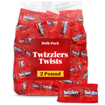TwizzlerTwist Strawberry Bulk Pack 2 Pound - Individually Wrapped Licorice Chewy Candy for Easter Basket Stuffers, Party Favors,