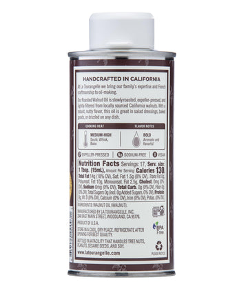 La Tourangelle, Roasted Walnut Oil, Plant-Based Source Of Omega-3 Fatty Acid, Cooking, Baking, & Beauty, 8.45 Fl Oz
