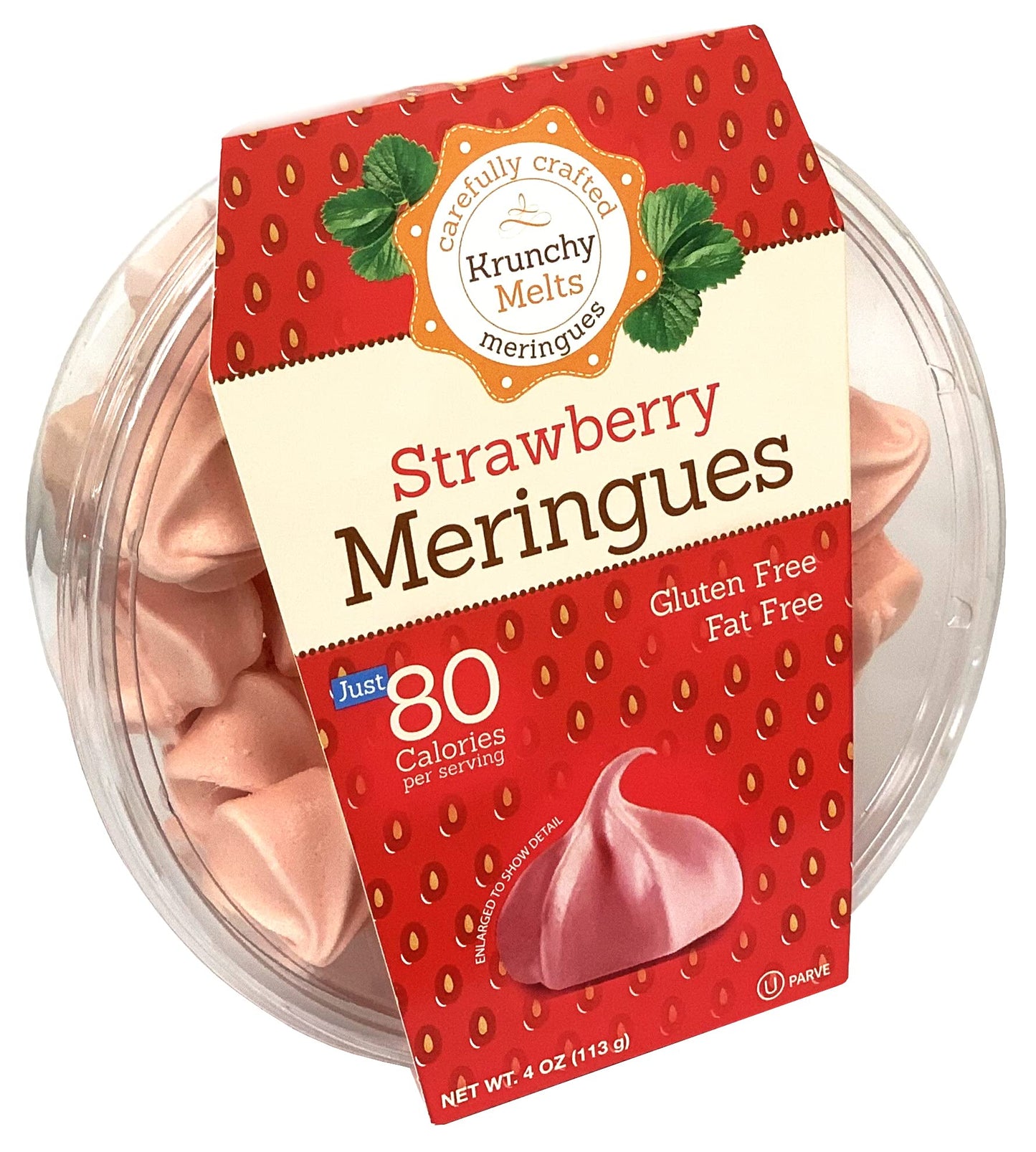 Krunchy Melts Original Meringue Cookies | Strawberry Flavor | Only 80 Calories Per Serving | Fat Free, Gluten Free, Dairy Free (