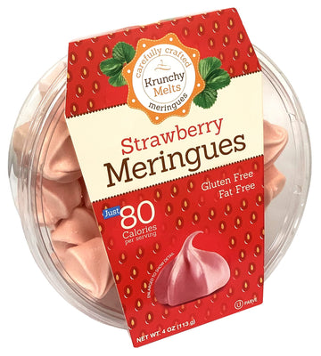 Krunchy Melts Original Meringue Cookies | Strawberry Flavor | Only 80 Calories Per Serving | Fat Free, Gluten Free, Dairy Free (