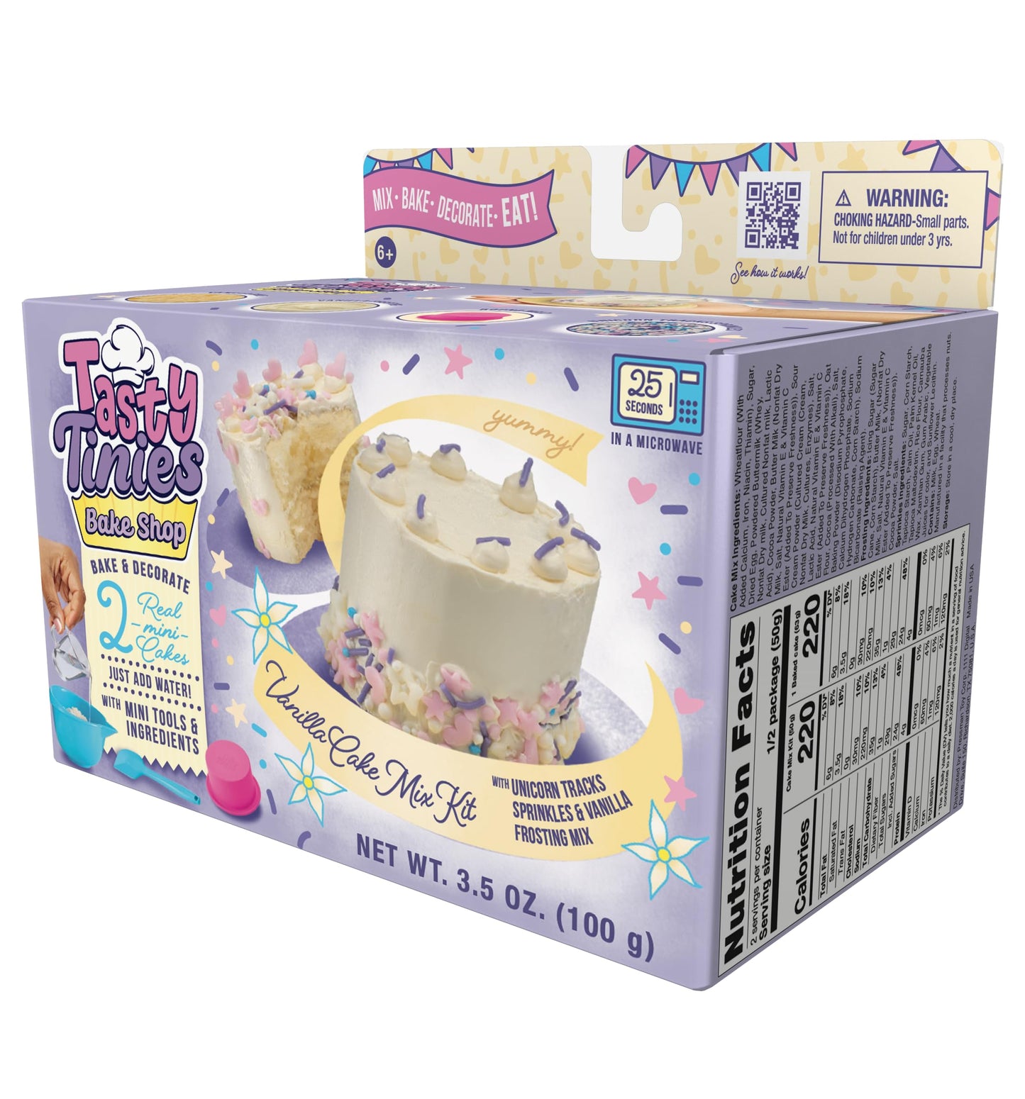 Goliath Tasty Tinies Bake Shop Vanilla Cake Mix Kit with Unicorn Tracks Sprinkles & Vanilla Frosting Mix | Bake & Decorate 2 Rea
