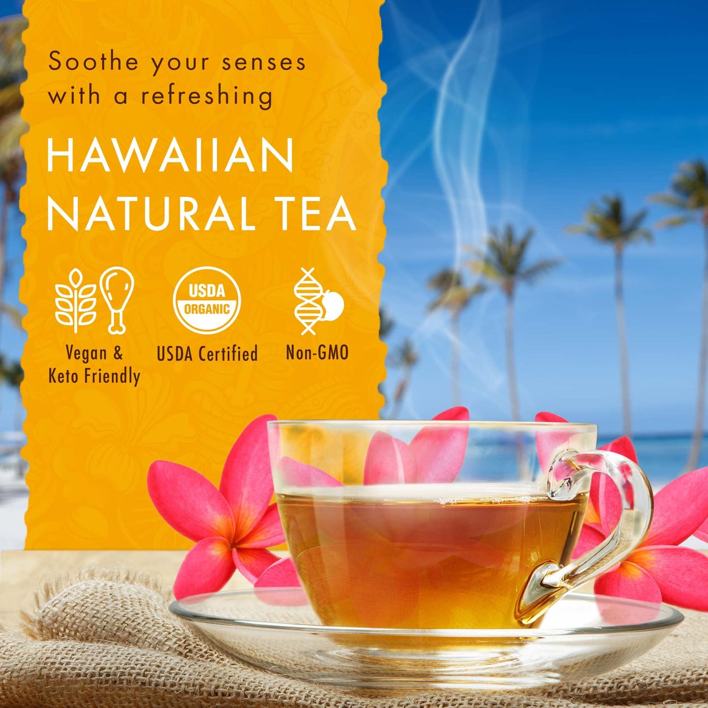 HAWAIIAN NATURAL T·E·A Tropical Fruit Tea Sampler - Green, Black, White Blends, 48 Bags, Gift Box Set for Special Occasions