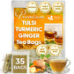 FRESHDRINKUS Premium Tulsi Turmeric Ginger Tea Bags, 100% Natural, Vegan, 35 Bags