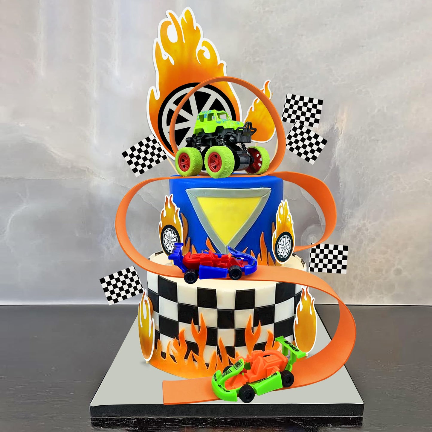 19Pcs Truck Cake Decorations Truck Cake Toppers Race Car Cake Toppers For Truck Themed Racing Car Party Decorations Supplies