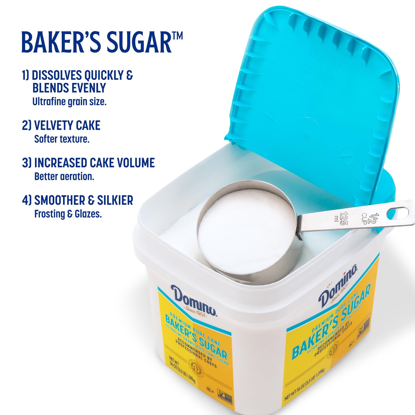 Domino Ultrafine Granulated Bakers Sugar, 3.5 lb Easy Baking Tub, Pack of 2