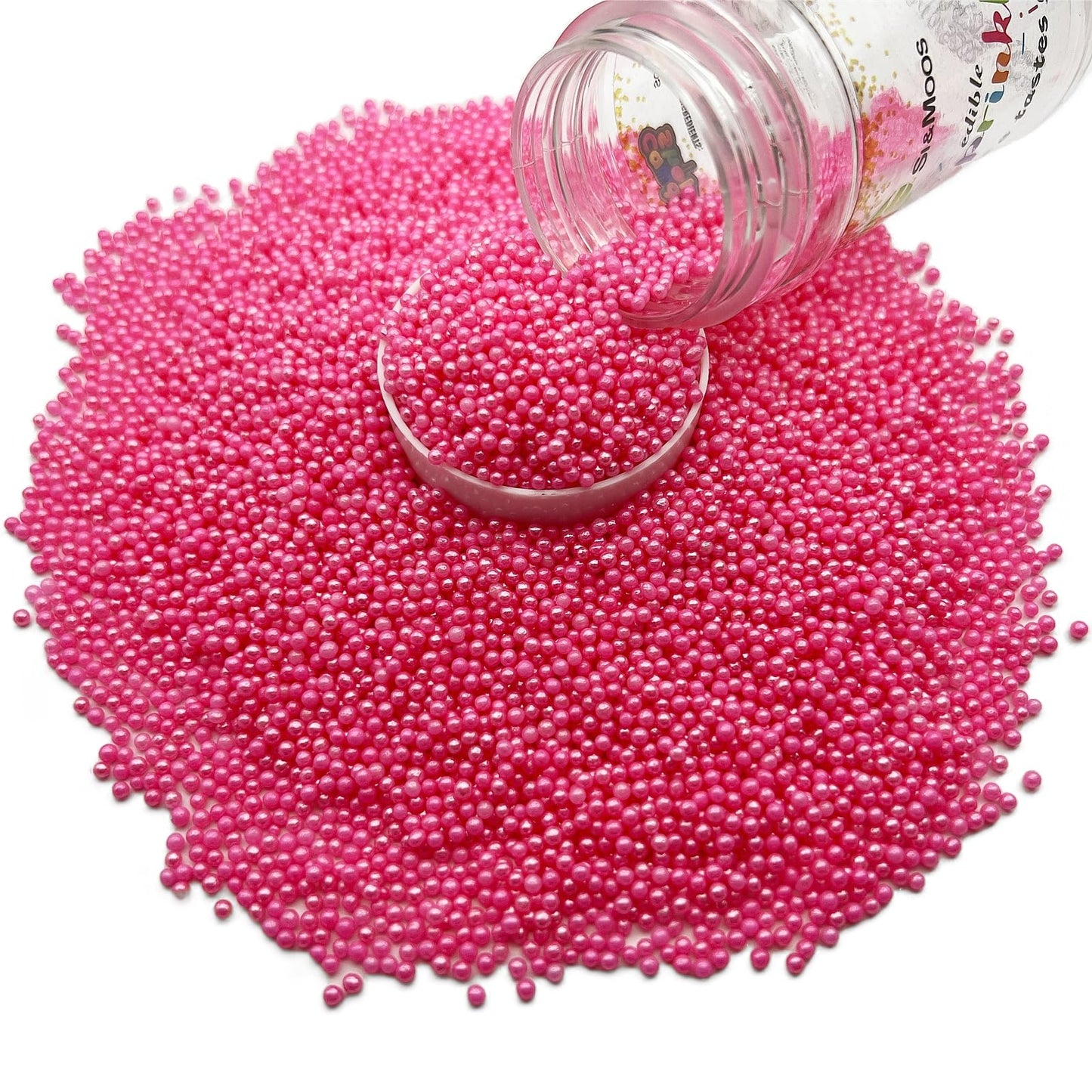 Se Si&Moos Hot Pink Sprinkles Pink Nonpareils Edible Pearls For Cake Decorating Small Pearl Sprinkles Halloween Cake Decorations