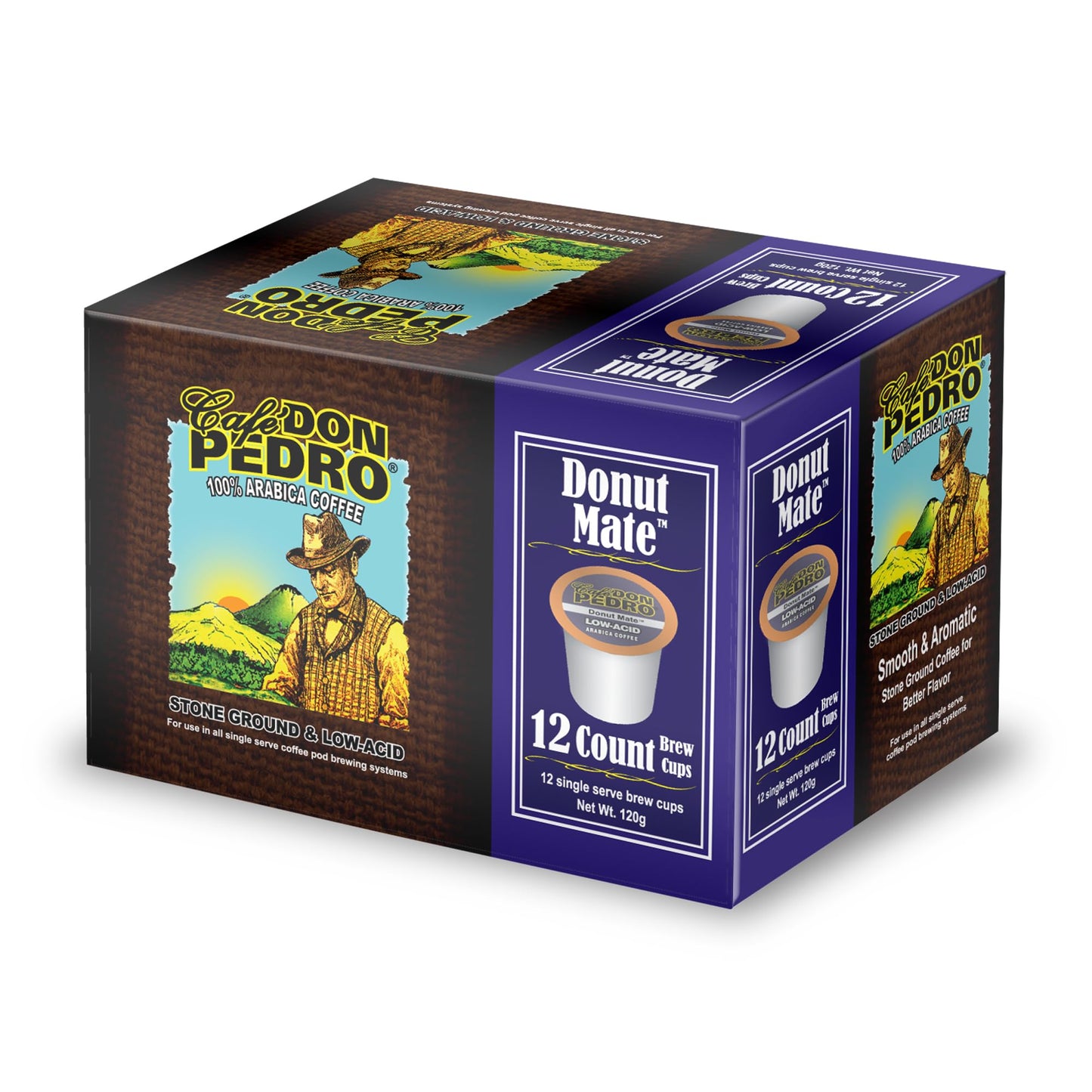 Cafe Don Pedro Donut Mate - Low Acid Coffee K Cups For Sensitive Stomach, 100% Natural Arabica, Light & Medium-Light Roast, Impr