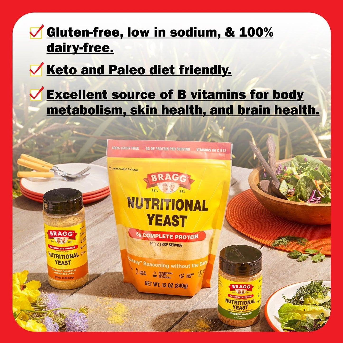 Bragg Nutritional Yeast Seasoning - Vegan, Gluten Free, 24 Ounce (Pack of 1)