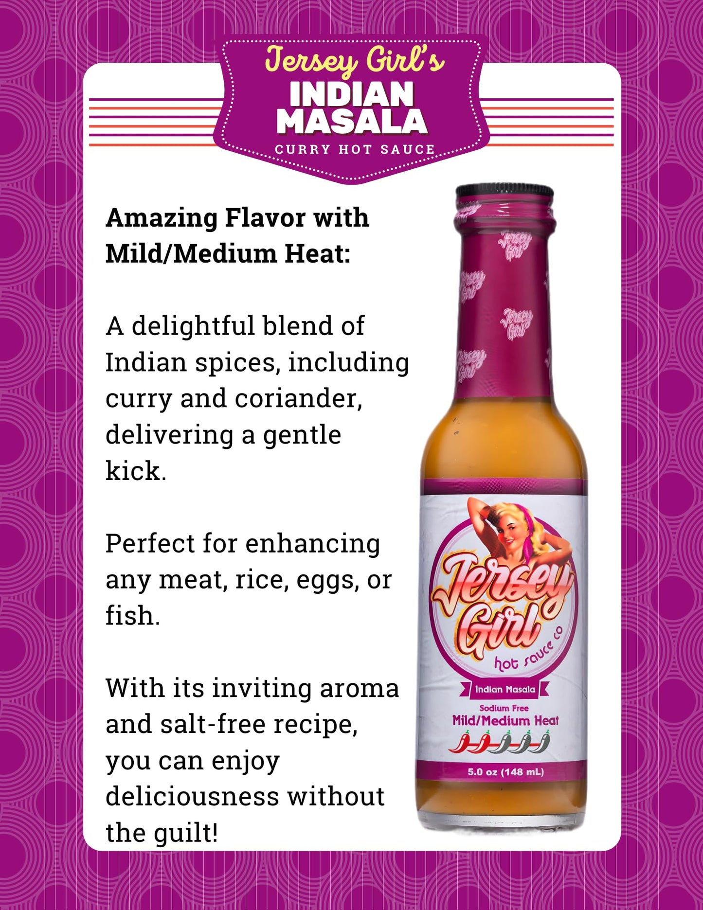 Jersey Girl Indian Masala Habanero Hot Sauce 5Oz | Keto Friendly | No Added Salt, Naturally Sodium Free | Flavors Of Curry, Cori