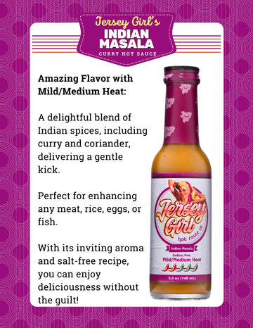 Jersey Girl Indian Masala Habanero Hot Sauce 5Oz | Keto Friendly | No Added Salt, Naturally Sodium Free | Flavors Of Curry, Cori