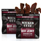 Wicked Cutz BBQ Mesquite Beef Jerky, 21g Protein, Tender & Easy to Chew, 2.75 oz (Pack of 2)