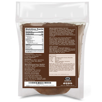 Healthworks Superfoods Organic Cacao Powder - 32 Oz / 2 Lbs - Cocoa Chocolate Substitute - Rich Choclate Flavour - Sugar-Free, K