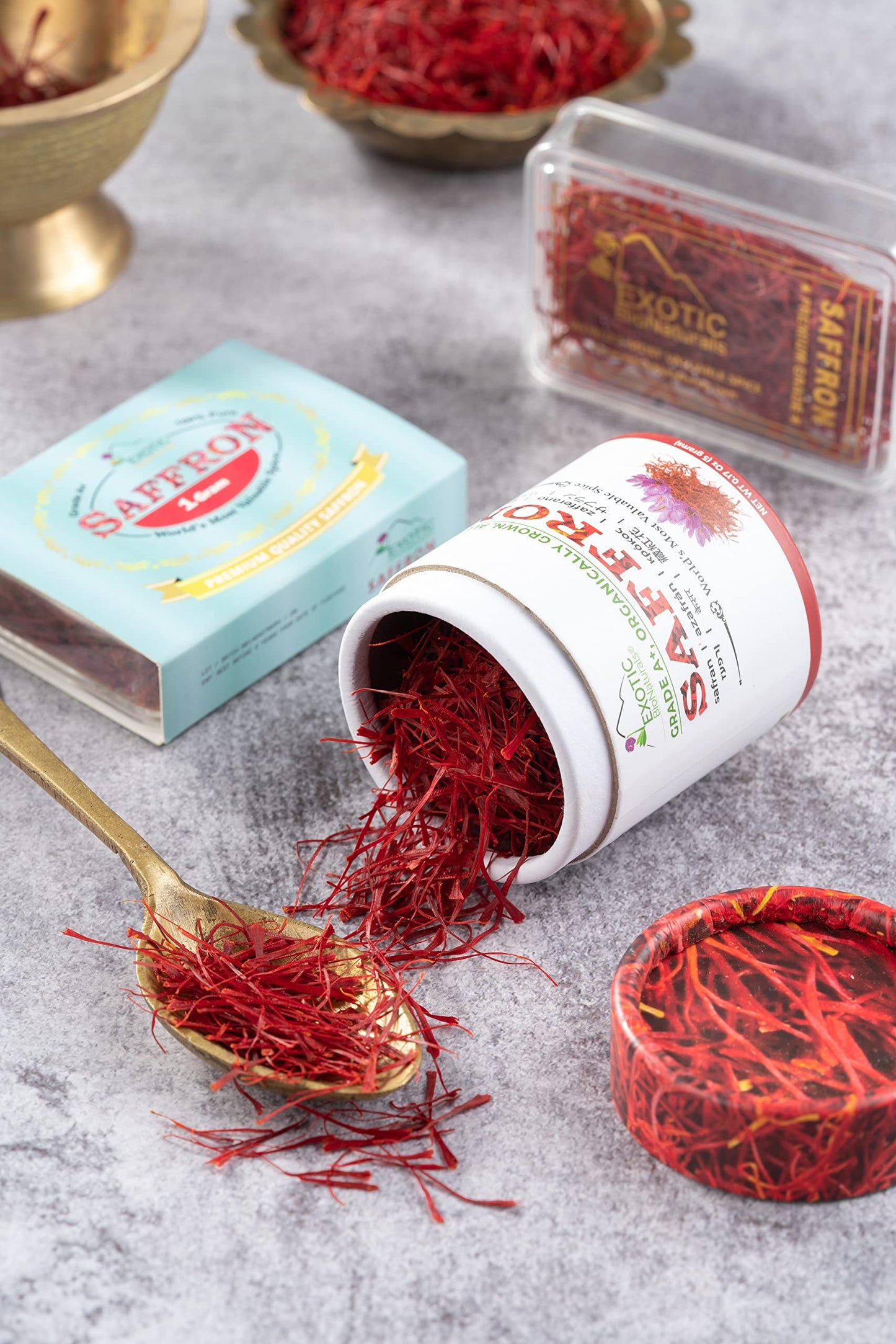 Exotic Bionaturals Saffron 1 Gram | Super Negin Grade A+ Saffron Threads | Pure All Red Saffron Spice For Culinary Use As Paella