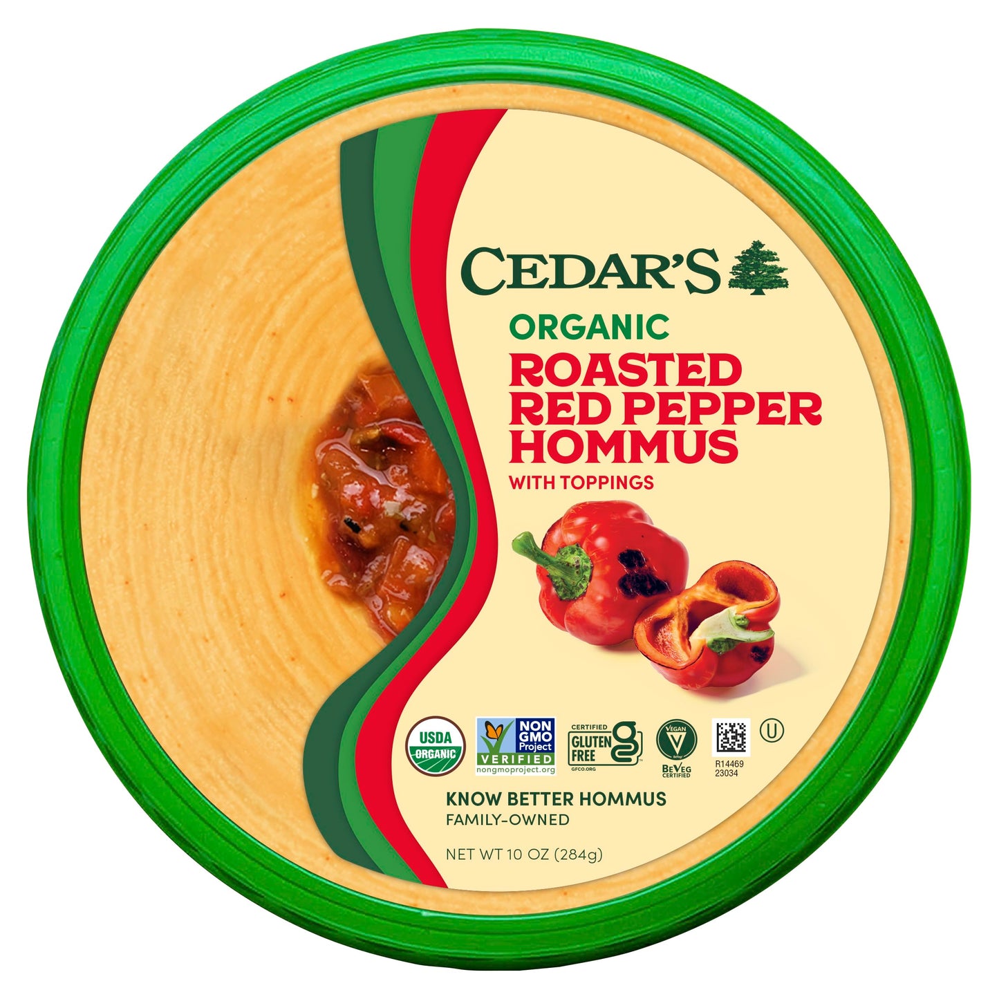 Cedars Topped Organic Roasted Red Pepper Hummus