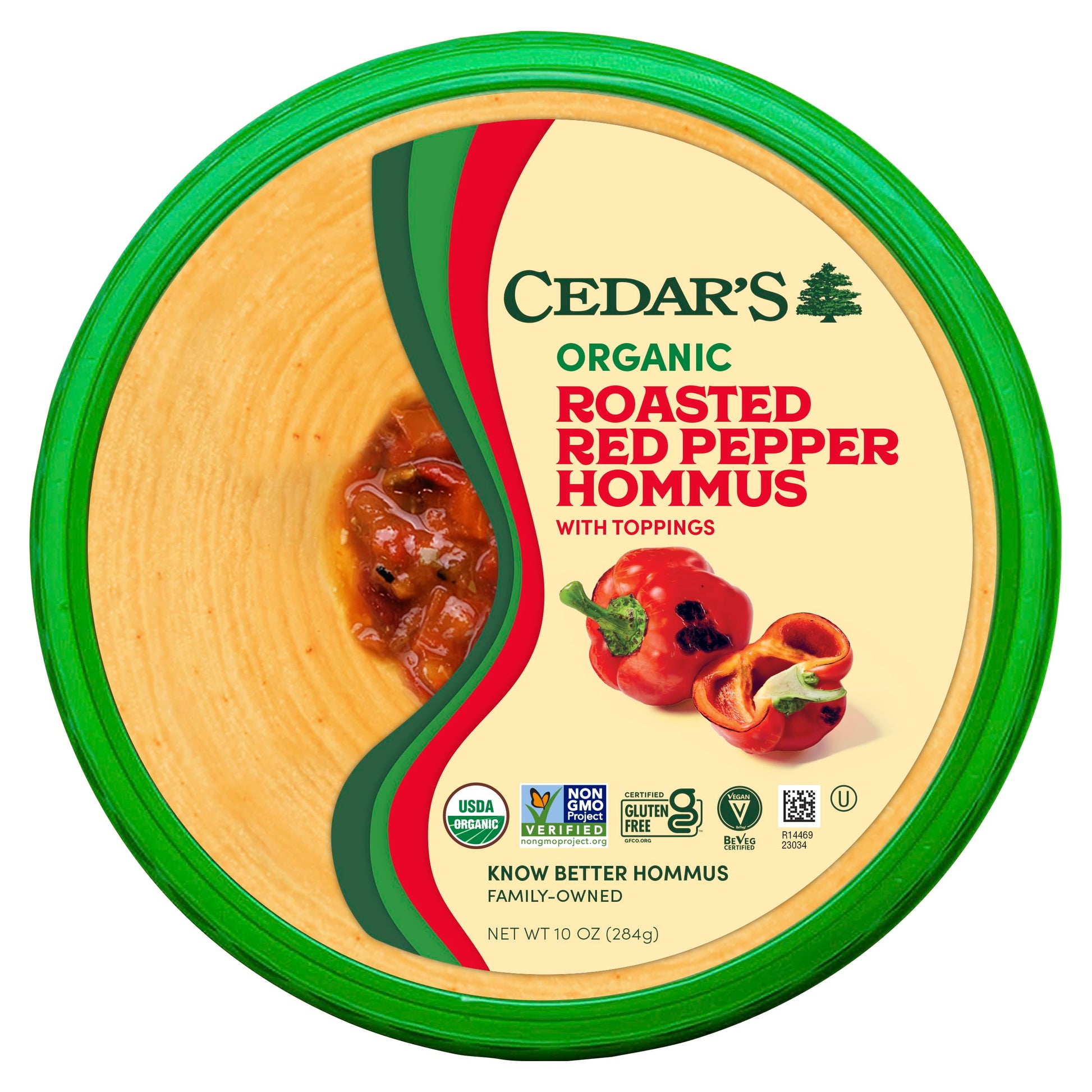 Cedars Topped Organic Roasted Red Pepper Hummus