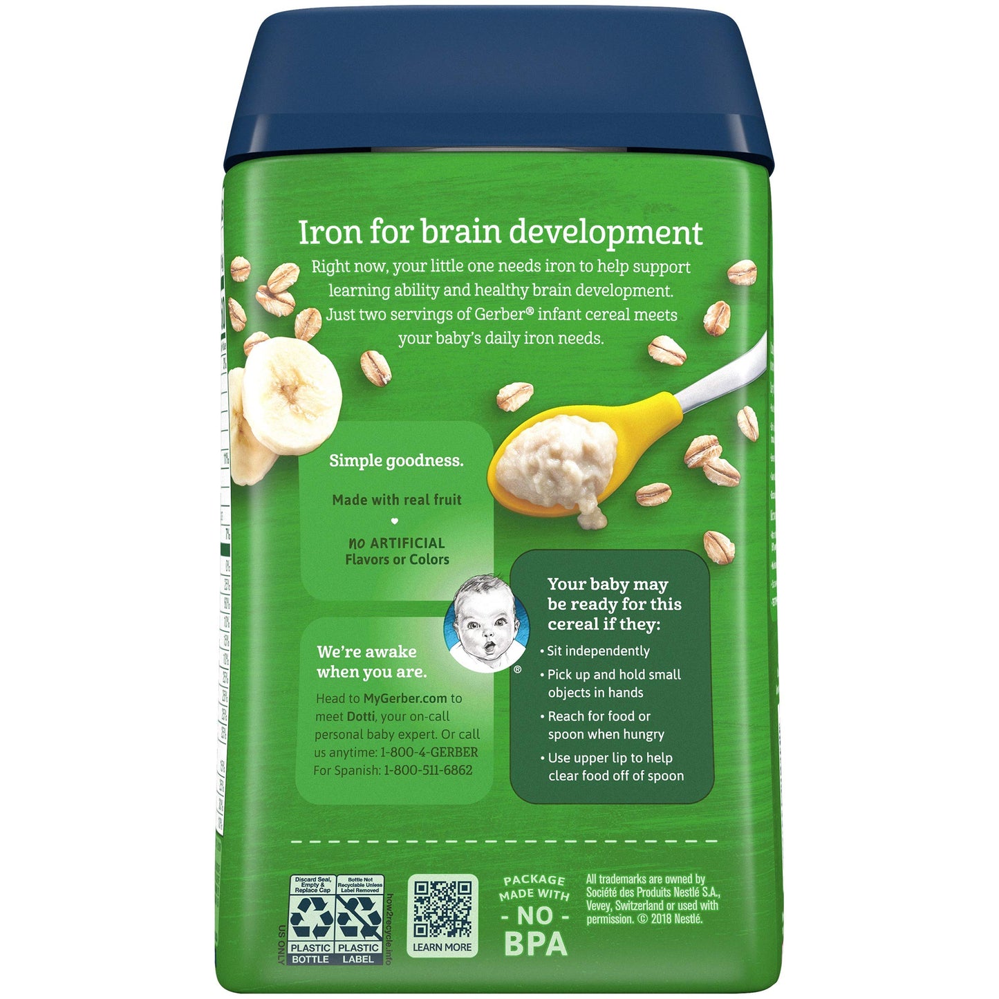 Gerber Organic 2Nd Foods Sitter Banana Oatmeal Baby Food Glass Plastic, 8 Ounce