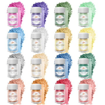 Edible Glitter for Cocktails, 16 Colors Luster Dust Edible Powders for Drink, Cake Decorating, Food Grade Glitter Set, Edible Sp