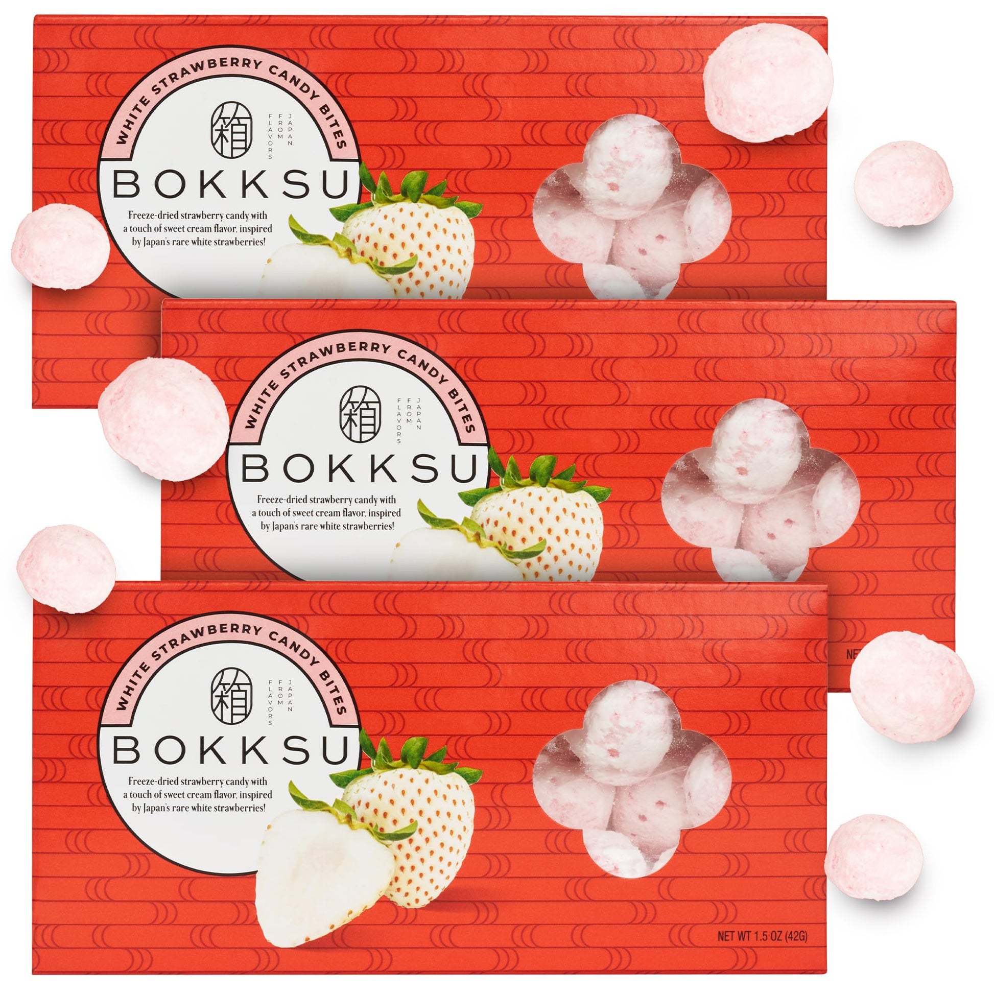 Bokksu White Strawberry Candy Bites - 3-Pack Freeze-Dried Strawberry Candies Infused With White Chocolate  Crunchy  Melt In Your Mouth  Bite-Sized  Japanese-Inspired Freeze-Dried Fruit Snacks
