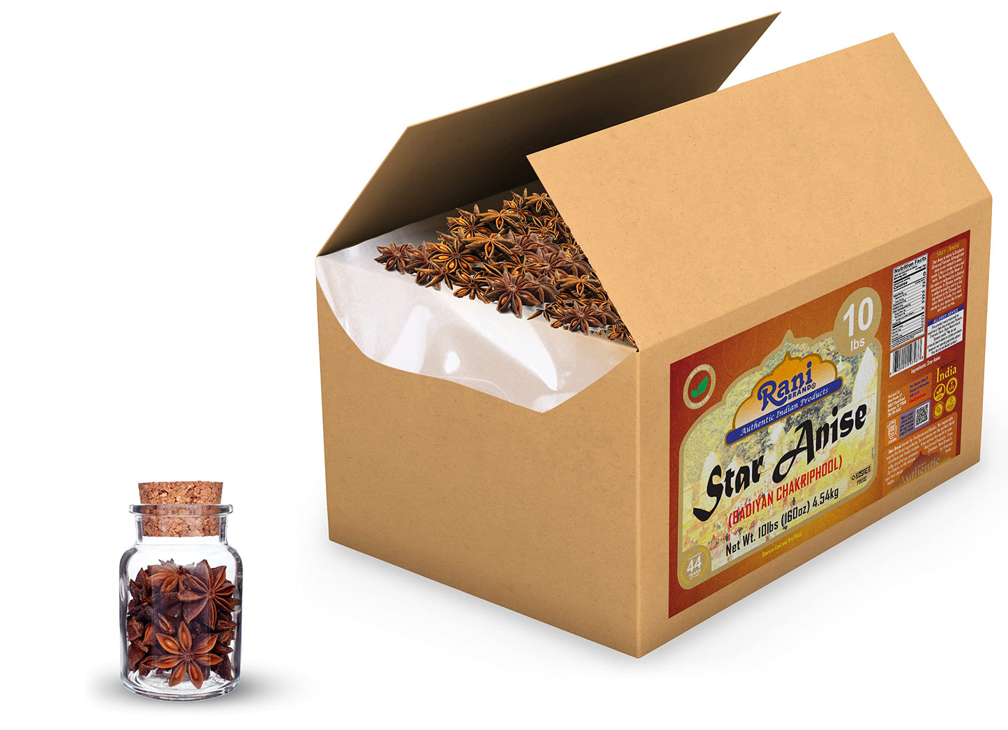 Rani Star Anise Seeds, Whole Pods (Badian Khatai) Spice 160Oz (10Lbs) 4.54Kg Bulk Box ~ All Natural | Gluten Friendly | Non-Gmo