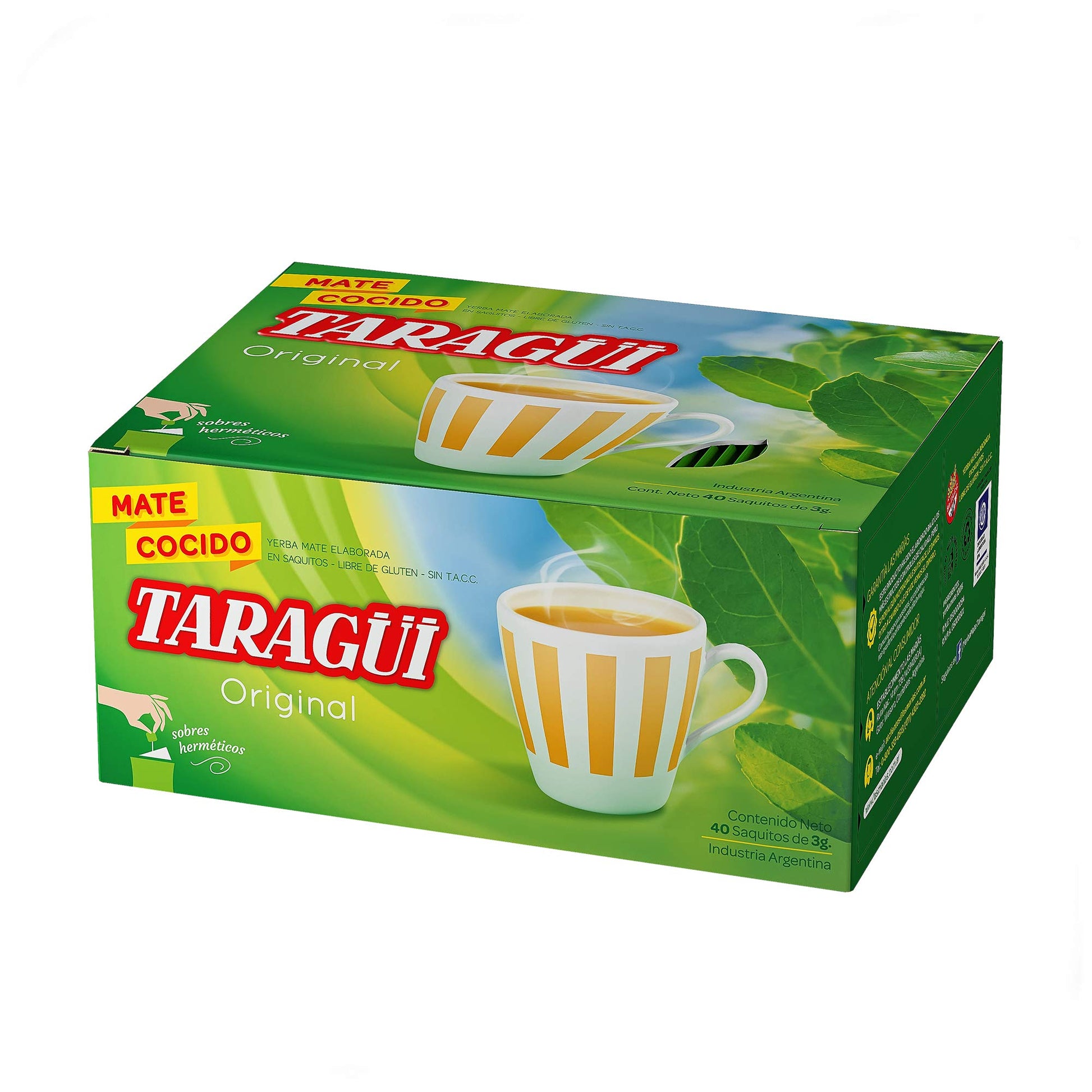 Taragüi Yerba Mate Tea Bags, 40 Count, Wrapped Tea Bags, Convenient for Brewing