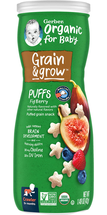 Gerber Baby Snacks Organic Puffs, Fig Berry, 1.48 Ounce (Pack Of 6)
