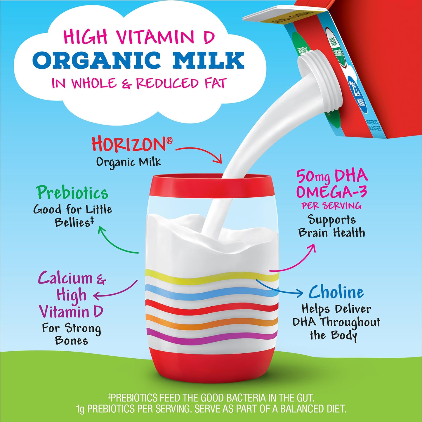 Horizon Organic Growing Years Milk, High Vitamin D Organic Milk for Growing Kids with DHA Omega-3, Choline, and Prebiotics, 59 f