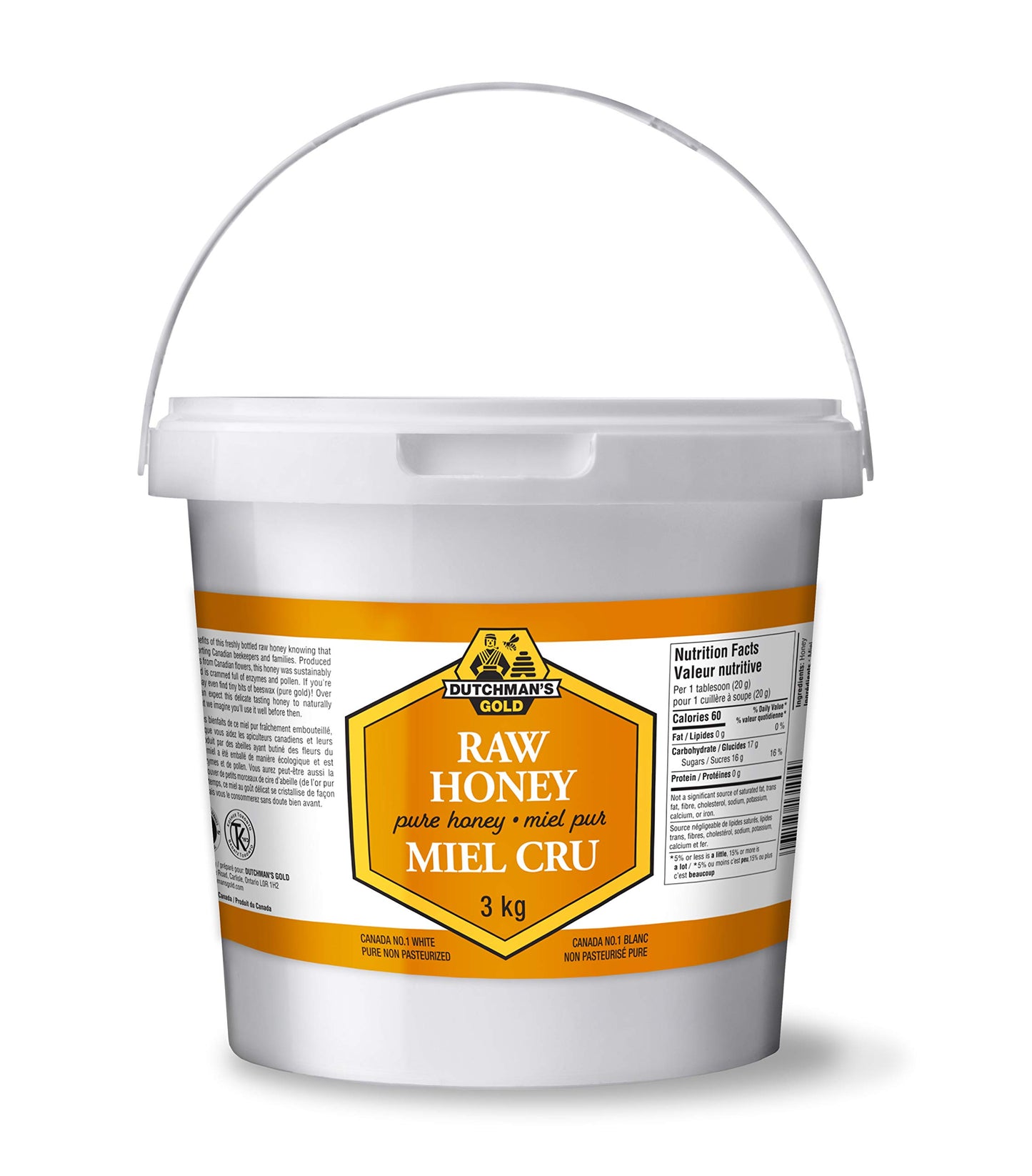 Dutchman's Gold Raw Honey 6.6 lbs - Unfiltered - Non-pasteurized - Kosher