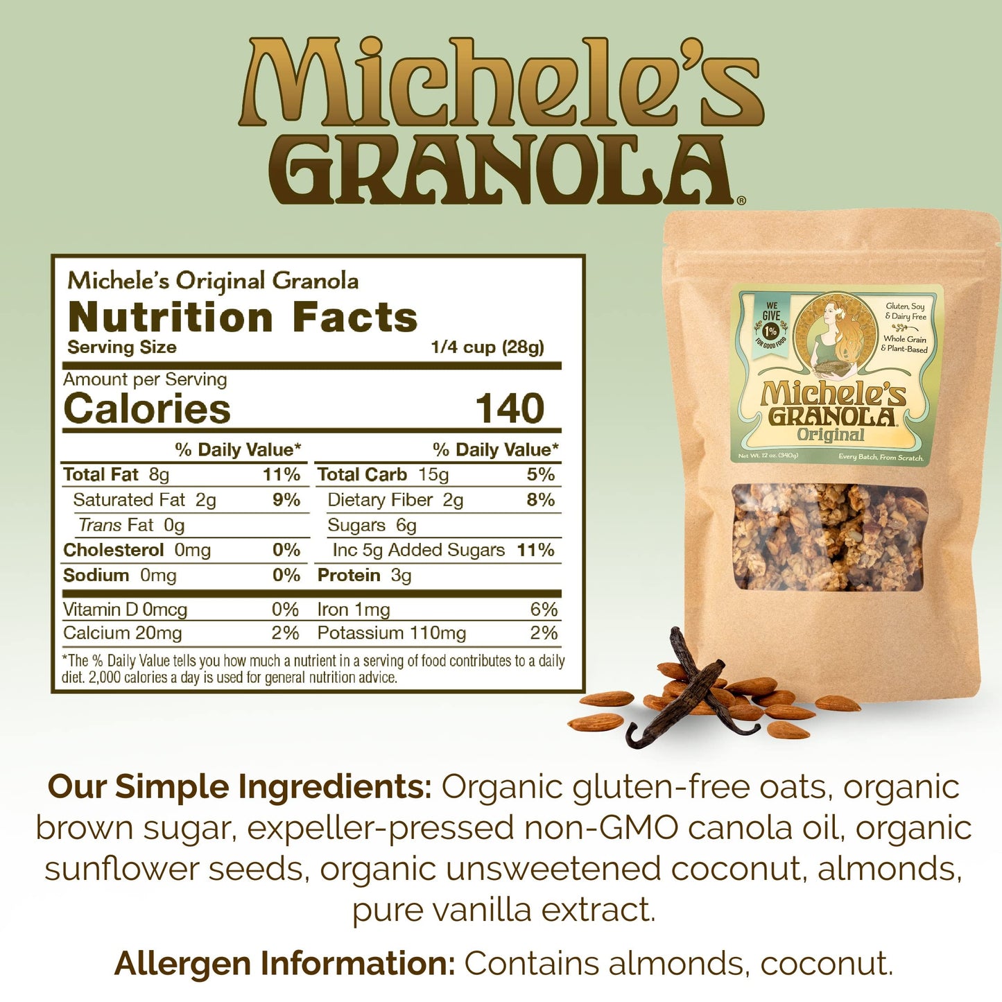 Michele'S Granola Original, Gluten-Free & Non-Gmo, 12 Ounce, Pack Of 6