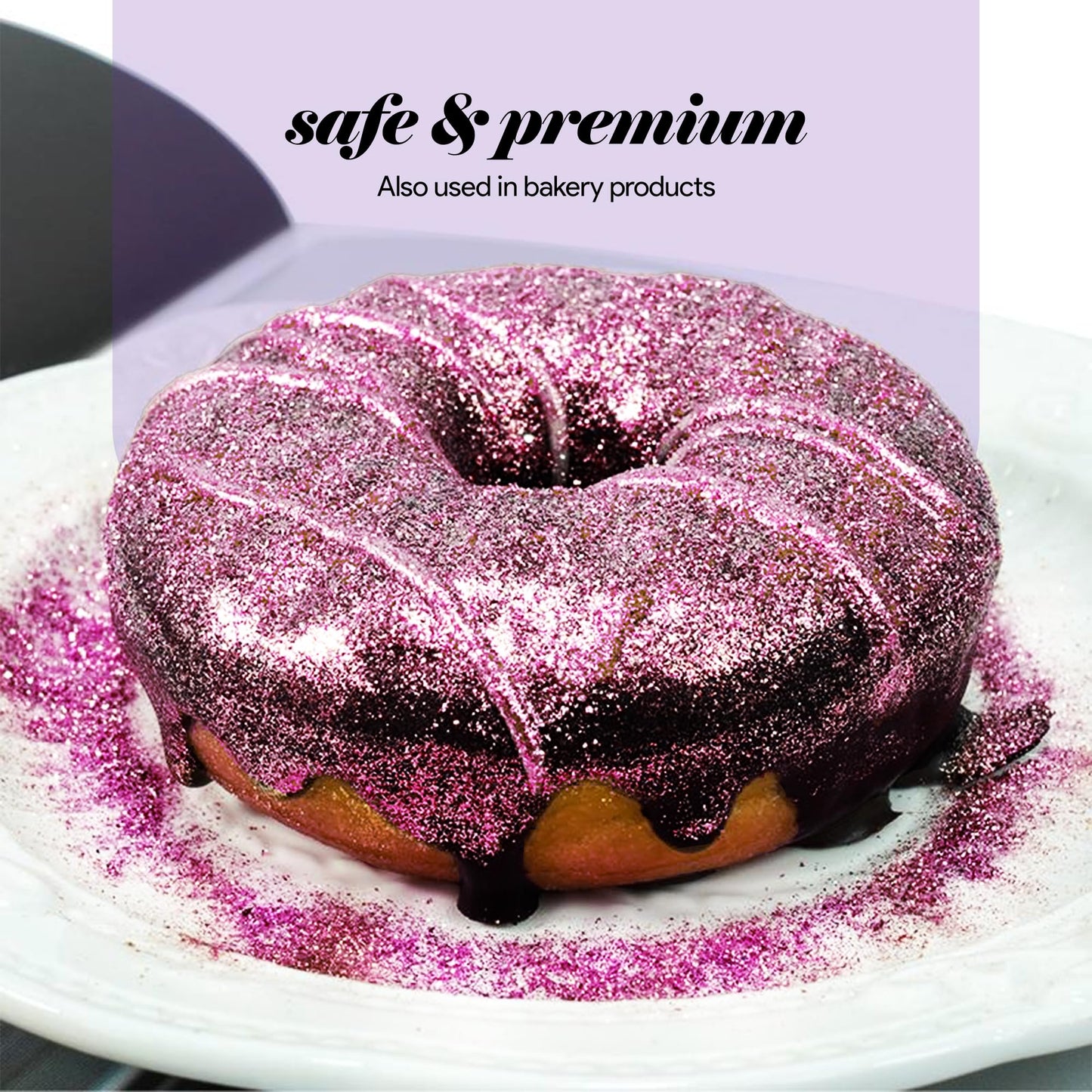 BeePoint Edible Glitter Luster Dust - Violet, 15g Food Grade Shimmer Powder for Baking, Cocktails, Cakes, Sweets, Vegan & Gluten Free
