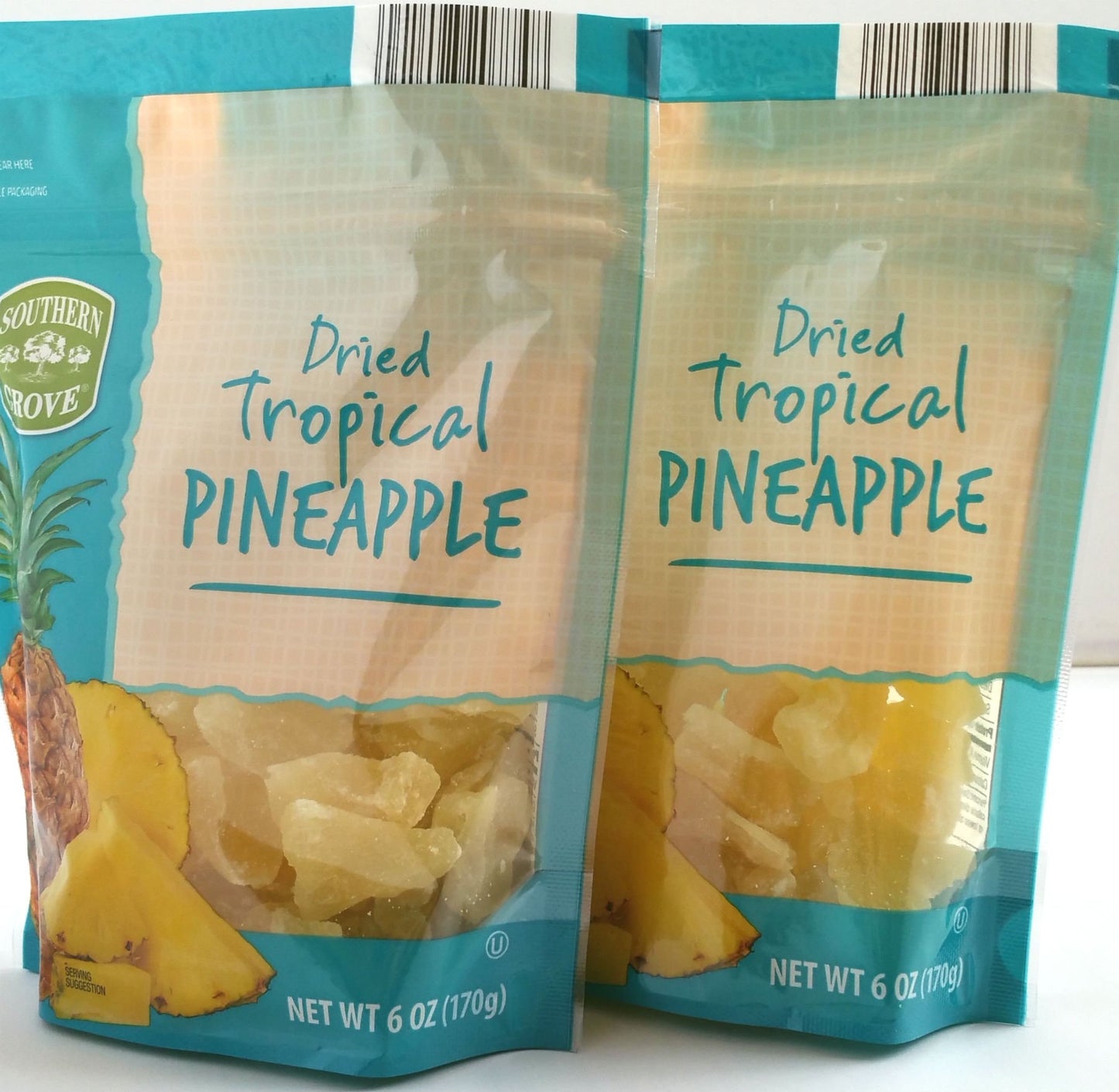 Southern Grove - Dried Tropical Pinapple - Net Wt. 6 Oz. (170g) - Two (2) Pack