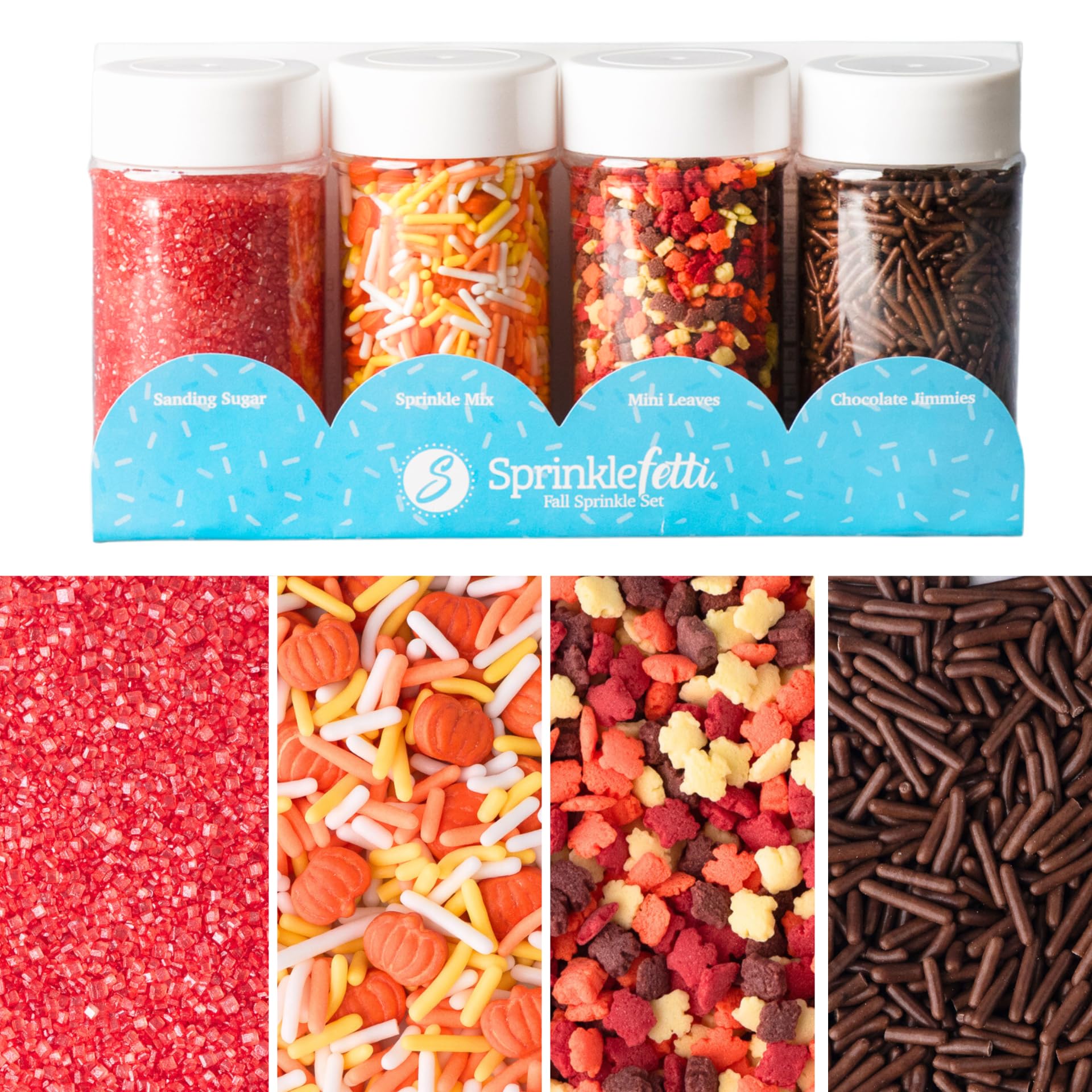 Sweets Indeed Fall Sprinkles, Leaf Shapes, Edible Sprinkle Mix, 4 Pack, 11.57 oz