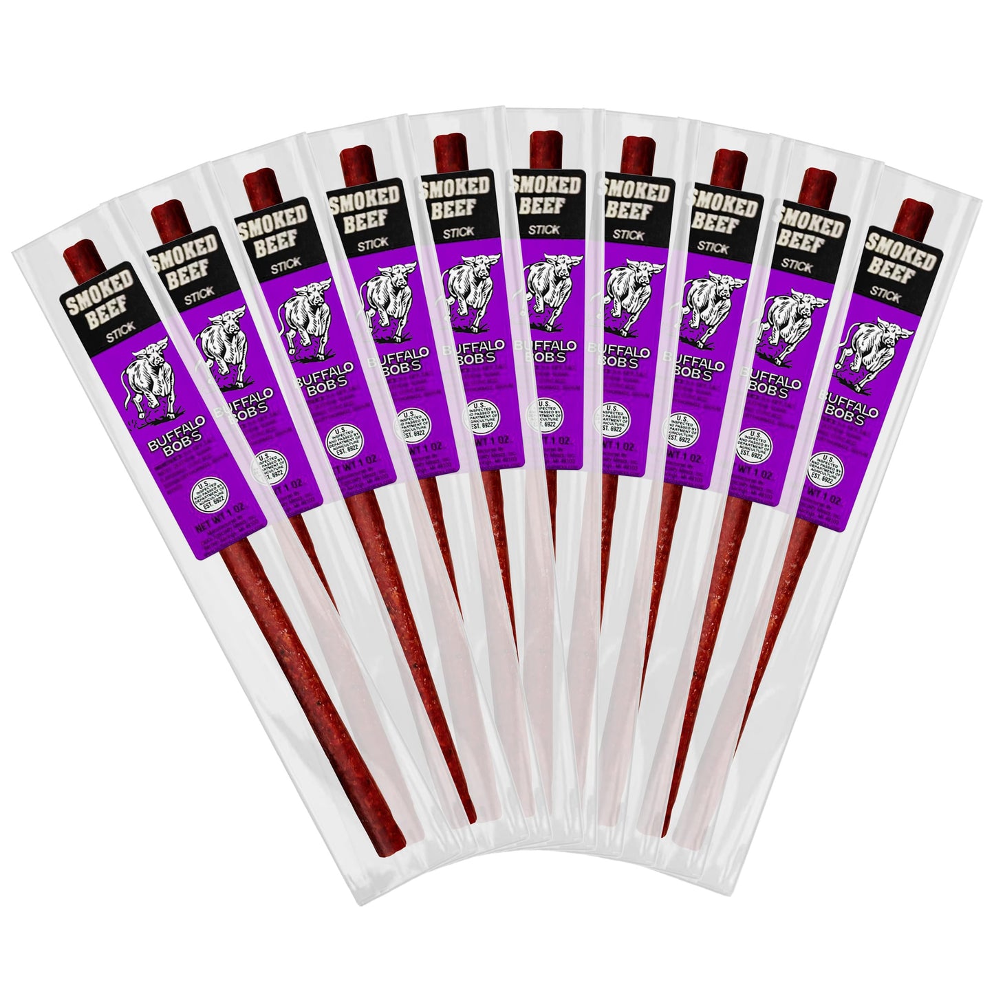 Buffalo BobS Wild Game Meat Snack Stick - Rich Flavor Beef Stick 10 Pack