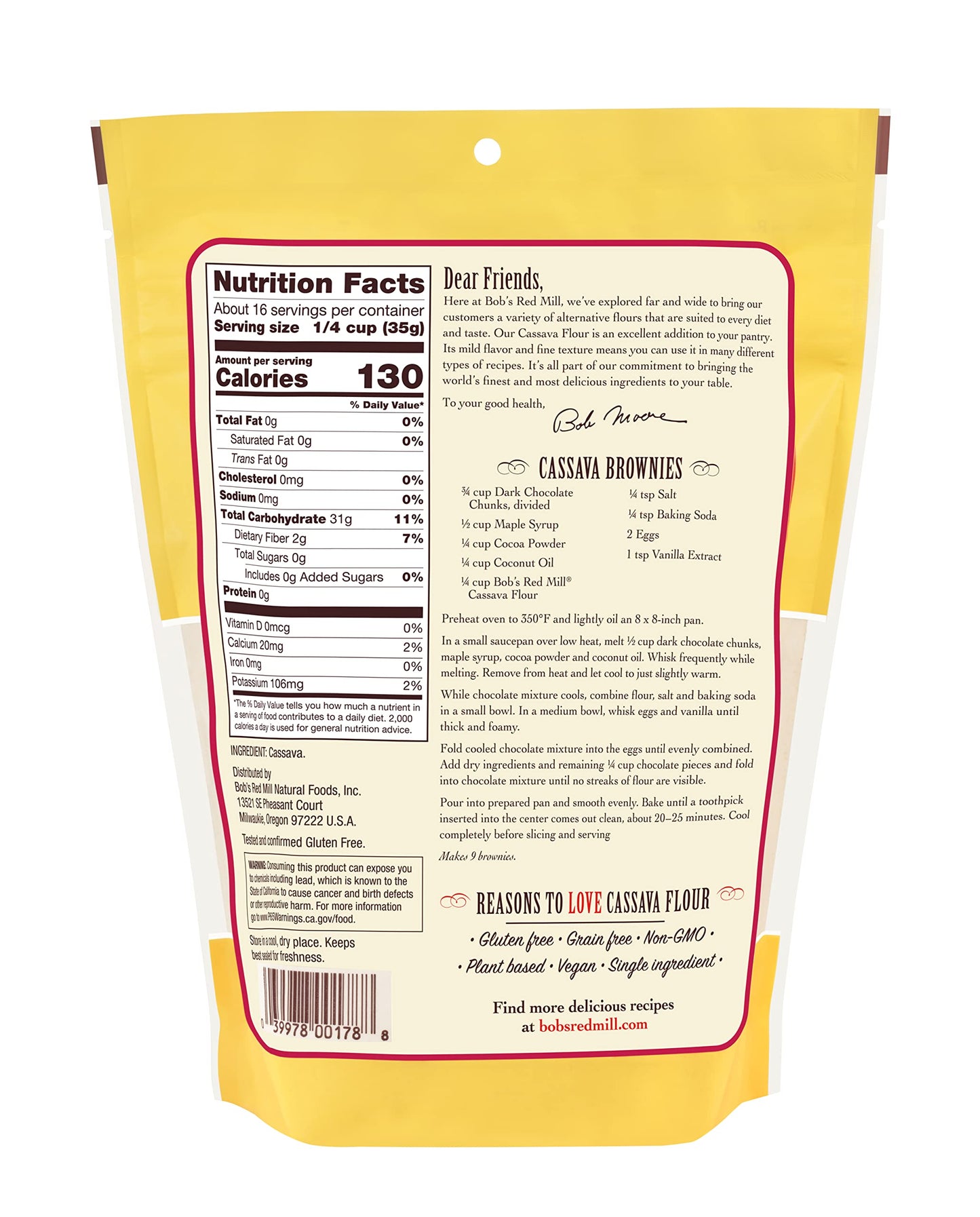 Bob s Red Mill Cassava Flour, 20oz (Pack of 4) - Non GMO, Gluten Free, Vegan, Paleo Friendly, Kosher