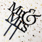 JIEEIN Mr and Mrs Cake Topper, Black Acrylic Bride and Groom Sign, 1 Count
