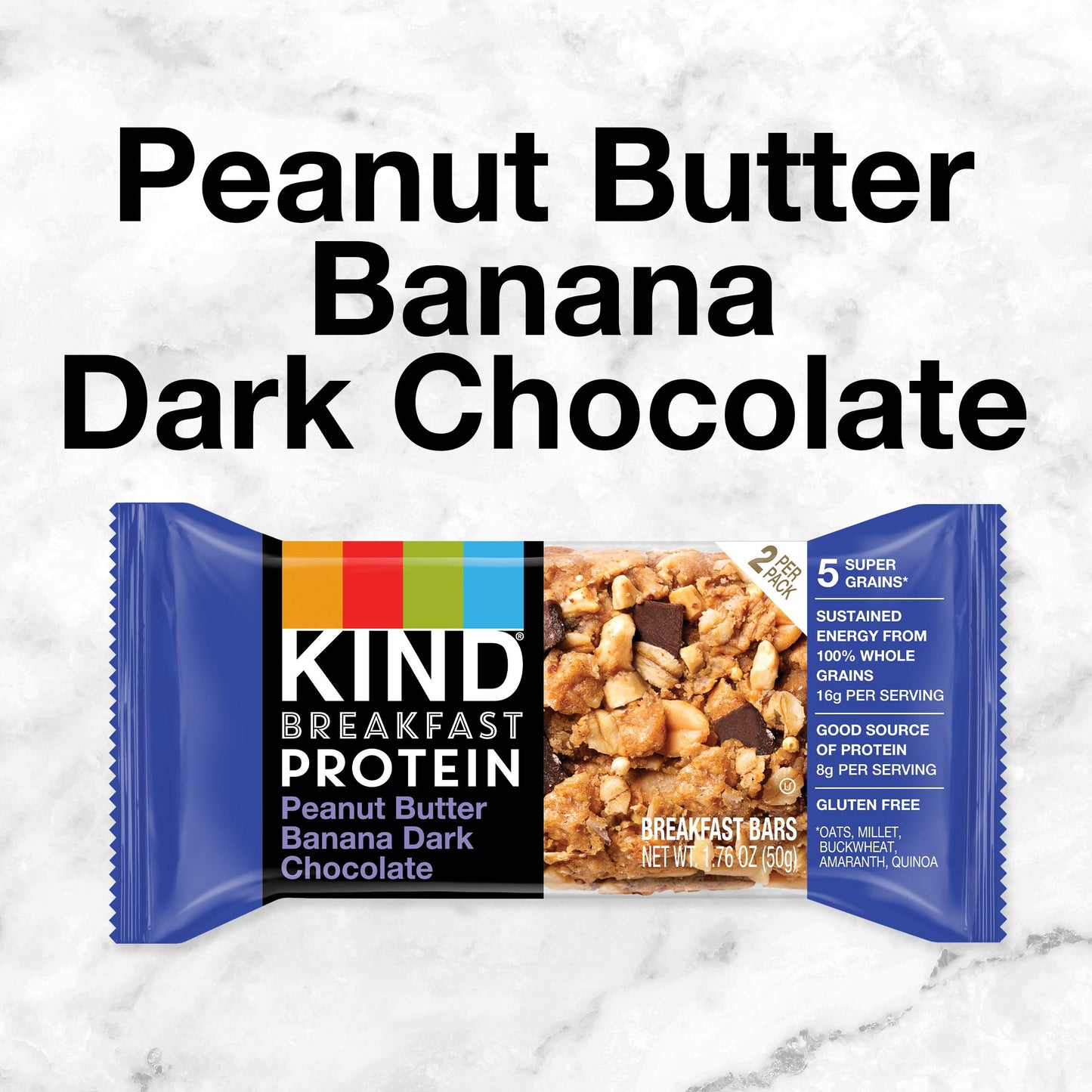 KIND Breakfast Protein Bars, Peanut Butter Banana Dark Chocolate, Healthy Snacks, Gluten Free, 8g Protein, 32 Count