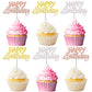YCTHUNFISH 24 Pack Cupcake Toppers, Glitter Birthday Picks, Baby Shower Decorations, Colorful Bamboo, Gold Accent