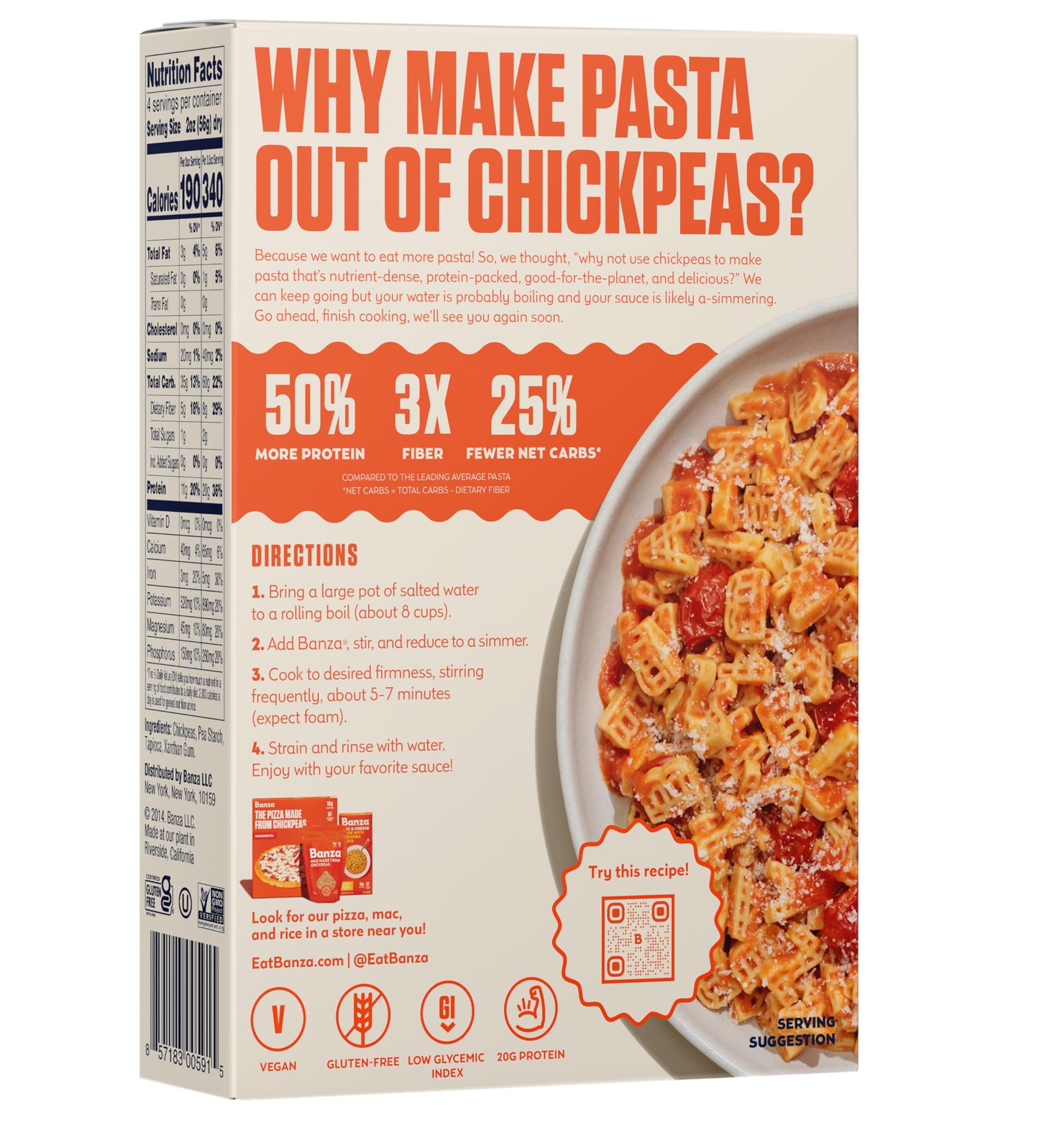 Banza Chickpea Pasta, Alphabets - Gluten Free Healthy Pasta, High Protein, Lower Carb And Non-Gmo - (Pack Of 6)