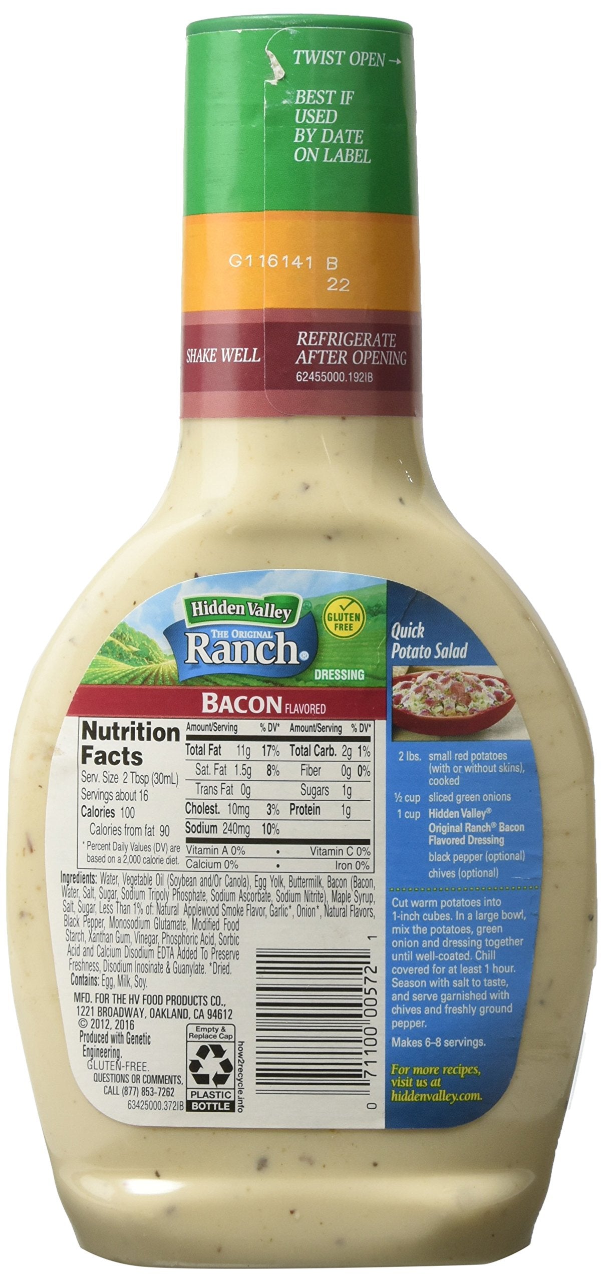 Hidden Valley Bacon Ranch Salad Dressing & Topping, Gluten Free - 16 Ounce Bottle (Package May Vary)