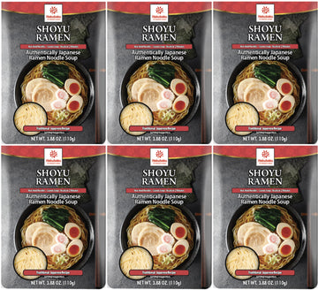 Hakubaku Japanese Ramen Noodle Soup, Shoyu Flavor, 6 Pack, Authentic Non-Fried Soft Noodles, Shelf-Stable