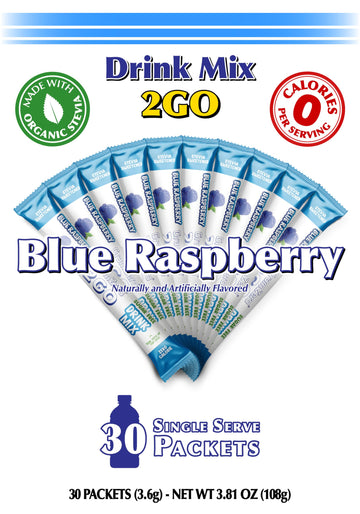 Gramzero 2Go Sticks - Blue Raspberry, Zero Calorie Sugar Free Drink Mix, Stevia Sweetened, Great For Nutrition Club Loaded Tea T
