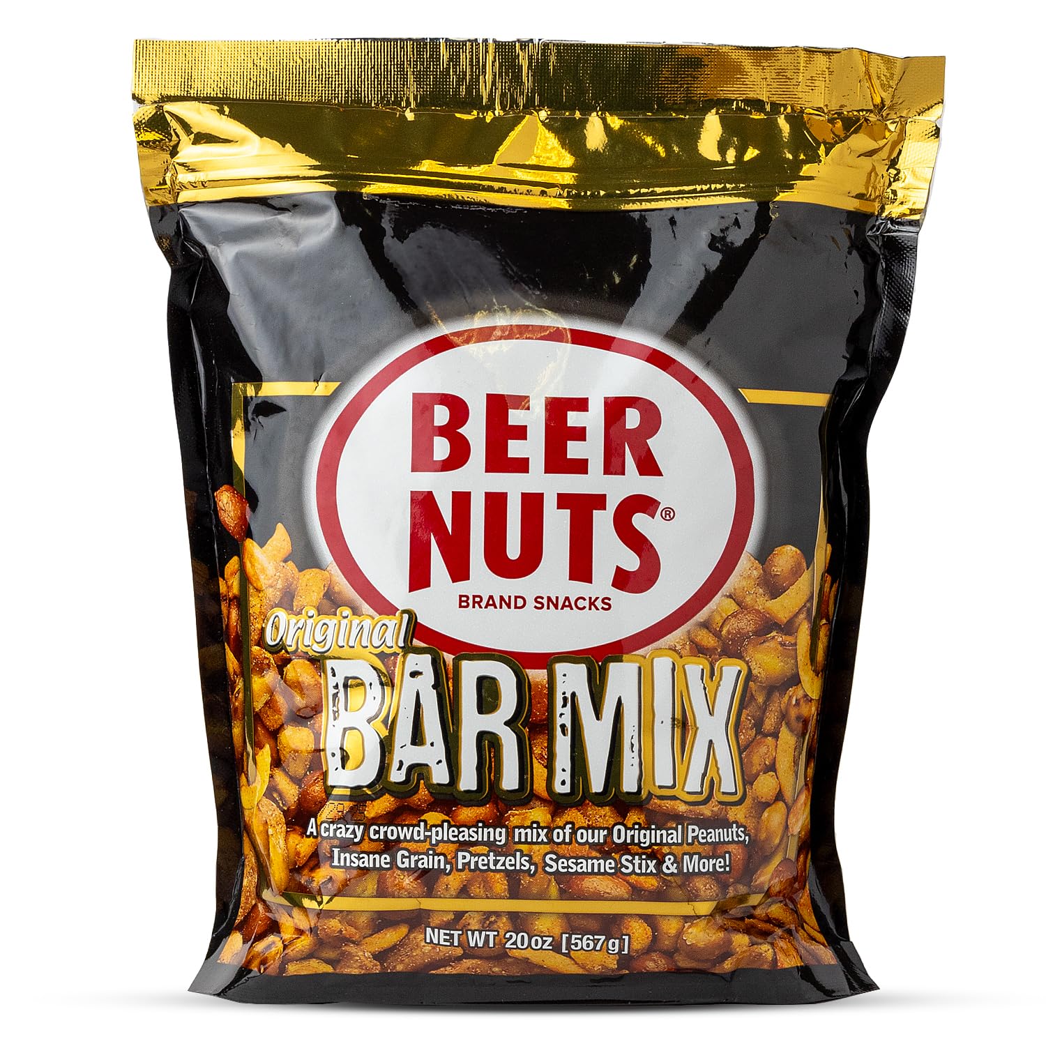 malt-inspired NUTS Original Bar Mix - Pretzels, Cheese Stix, Sesame Stix, Insane Grain - 20oz Resealable Bag (Pack of 1)