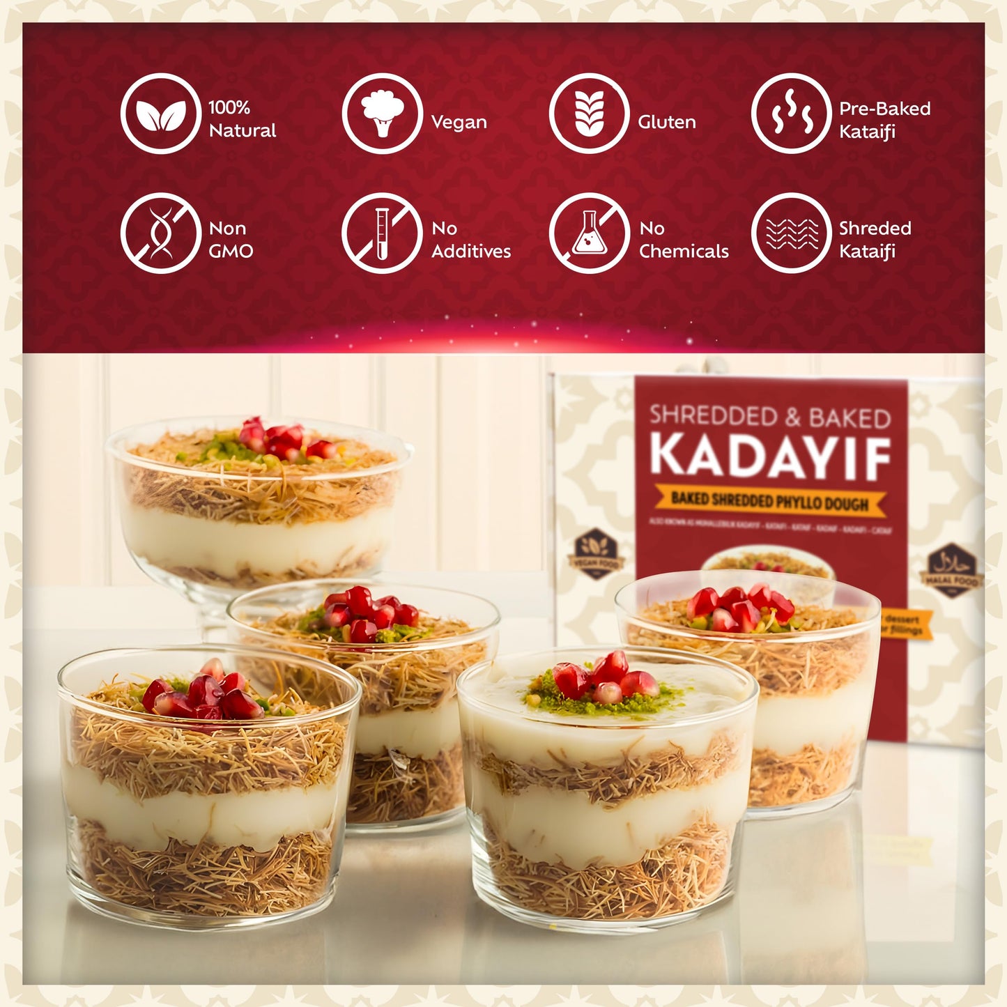 Eastanbul Baked & Shredded Kataifi for Milk Pudding  Crushed Kataifi  Shredded Fillo Dough  Kadayif Pastry Dough  Kataifi Muhallebi  Kadaifi Sprinkles  Kadayif Topping for Milky Desserts 250g (8.8oz)