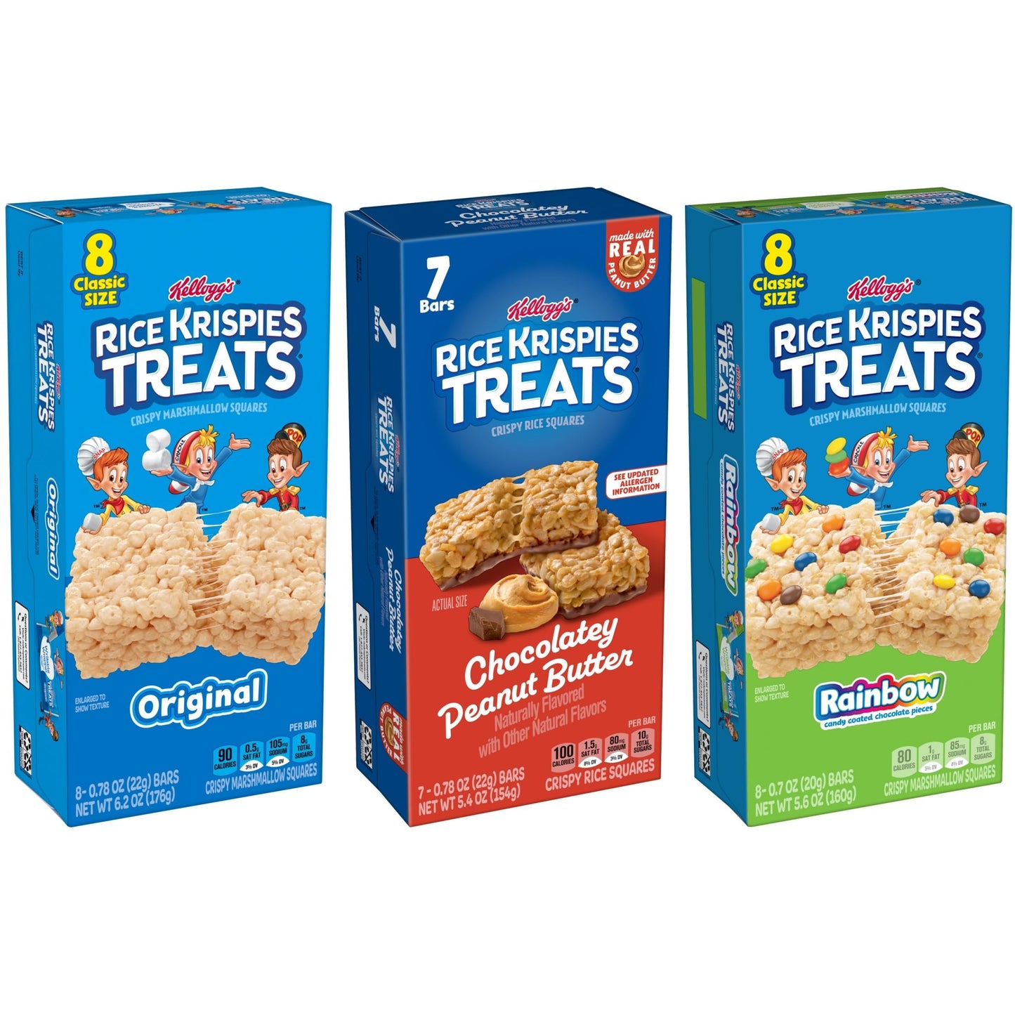 Rice Krispies Treats Crispy Marshmallow and Rice Squares, Lunch Snacks, Kids Snacks, Variety Pack (3 Boxes, 23 Bars)