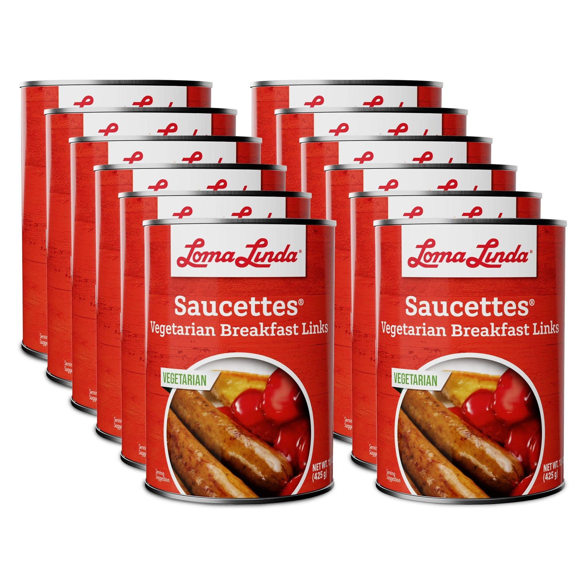 Loma Linda Plant-Based Saucettes Sausage, 15 oz, 12 Pack, Vegan, Meat Alternative