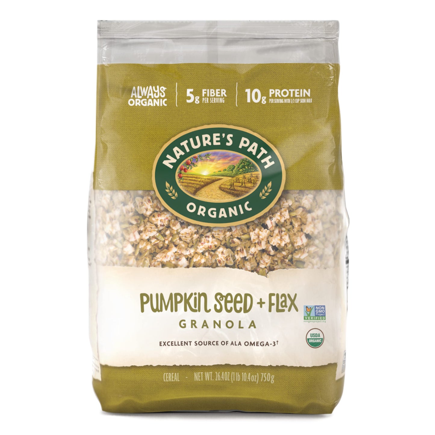 Nature'S Path Organic Pumpkin Seed And Flax Granola, 1.65 Lbs. Earth Friendly Package (Pack Of 6), Non-Gmo, Heart Healthy, High