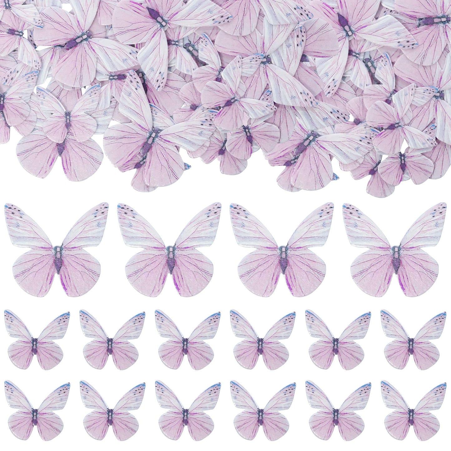 Gyufise 72Pcs Edible Cupcake Toppers - Butterfly Shaped Cake Decoration Picks For Baby Shower, Kids Birthday Party - Purple