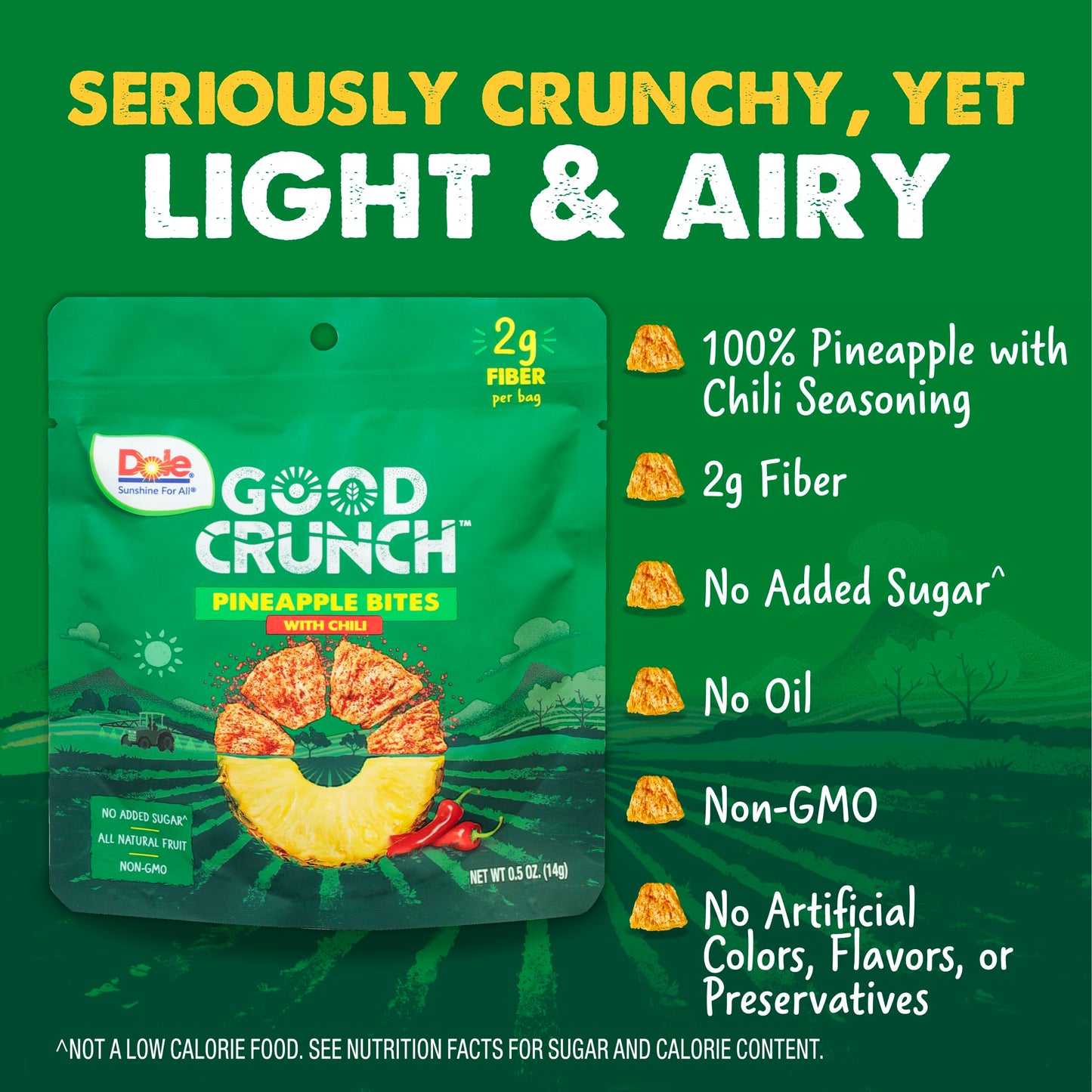 Dole Good Crunch Pineapple With Chili Dried Fruit Bites, Gluten Free & Vegan Snack, 0.5Oz Bags (Pack Of 12)
