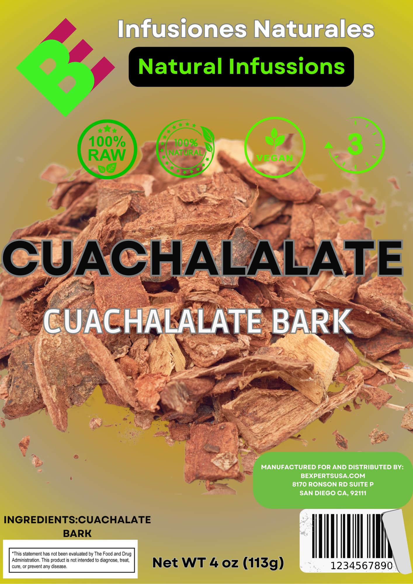 B-Experts Cuachalalate Herbal Tea 4 Oz-113G. Mexican Cuachalala, Cuachalalate Herbal Tea Wildcrafted (Juliana Adstringens) | 100